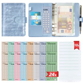 WenmthG 2024 Geld Sparen Challenge Buch mit 8 Sparchallenges (24er Set) - Budget Planner Deutsch Challenges - Spar Challenge für Budgetplaner - Finanzplaner Haushaltsbuch - Cash Stuffing - Budget Binder A6