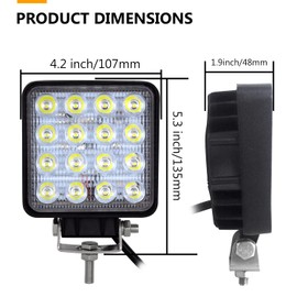 RIGIDON 2 x LED headlights, 4 inch, 10 cm, 48 W, LED work light, 12 V spotlight, additional headlight, car, IP67 waterproof, for off-road tractor, SUV, ATV, truck, 4 x 4, 6000 K white reversing