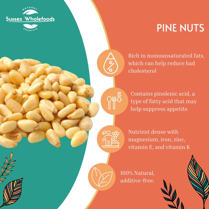 Sussex Wholefoods Pine Nut Kernels 250g: Premium Quality, Nutty Flavour,