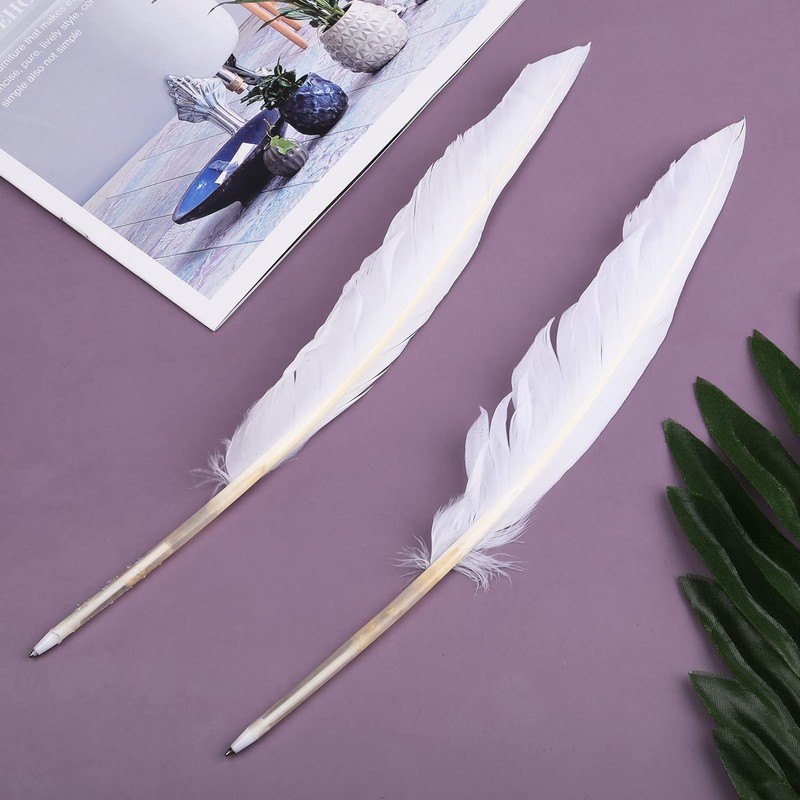 MFUOE White Goose Feather Quill Pens Feather Signing Pen Black