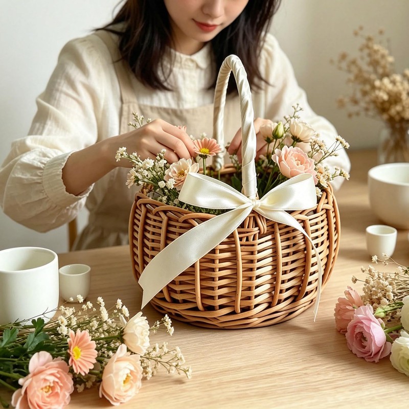 Flower Girl Baskets Wicker Basket Rustic Wicker Picnic Basket with
