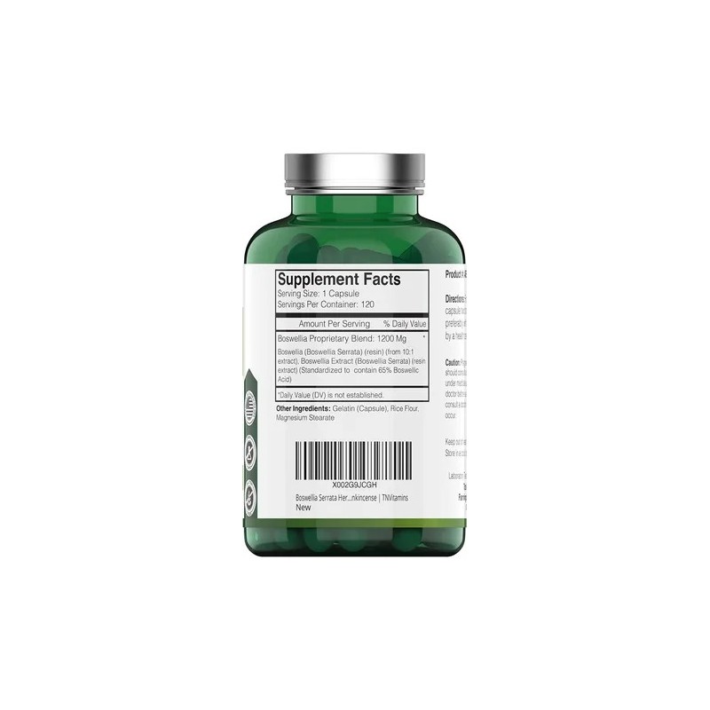 Boswellia Serrata 1200 Mg Apoyo Articulaciones 120 Cápsulas