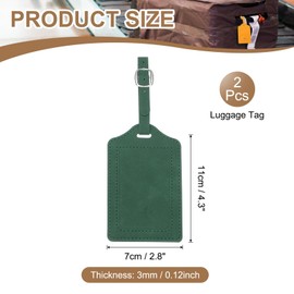 PATIKIL Suitcase Tags, Deep Green Leather Luggage Name Tags Travel Accessories Airplane Essentials with Private Protection for Flying Hotel Check in Luggage Bags Men Women, 2 Pcs