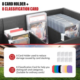 Trading Card Display Case Stand, 5-Tier Card Stands for Sports Baseball Cards Graded Display Case, Collection and Show Display for Card Game, with 8 Card Holder + 8 Classification Card