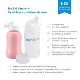 The new 3.0 Mybidet butt shower intimate shower with travel bag and lid, easier to press, intimate shower puerperium, for discomfort on the buttocks, travel bidet or butt shower