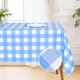 Poise3EHome Blue Checkered Square Tablecloth 50x50 Inch,Polyester SpillProof Blue and White Gingham Table Cloth Wrinkle Free Washable Plaid Table Cover for Kitchen, Dining and Outdoor Picnic