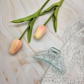 Round Butterfly Hair Clip Clear Green 2ea