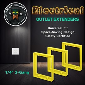 Mint Bucket Brands 1/4" Double Gang Receptacle Outlet Box Extender, Electrical Outlet Extender for Electrical Box and Electrical Outlet Switches, UL Listed (Pack of 3)