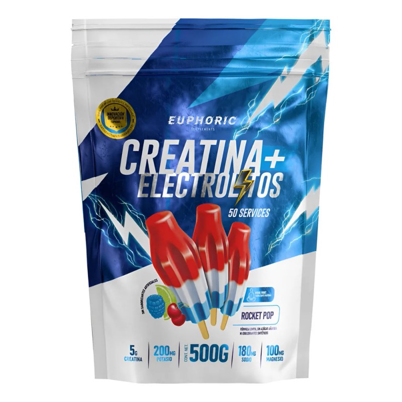 Creatina Monohidratada Electrolitos Euphoric 500 Gr 50 Ser Rocket Pop