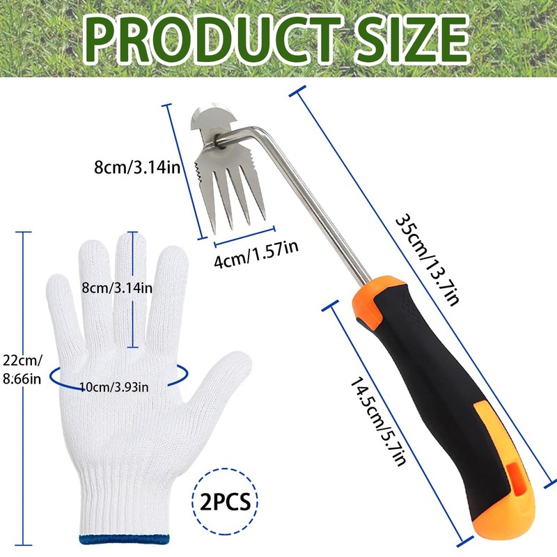 Gardena Garden Hand Weeder with Handle Rubber Handle, Premium Manganese