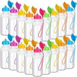 Zubebe 36 Pcs Sports Water Bottles Bulk 20 oz Squeeze Reusable Plastic Water Bottle with Nylon Strap Blank DIY Water Bottles for Kids Adults School Thanks Gift Outdoor Sport Fitness(Mix Color)