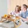 Kaukinye Bamboo Bed Tray Table with Foldable Legs, Breakfast Tray,