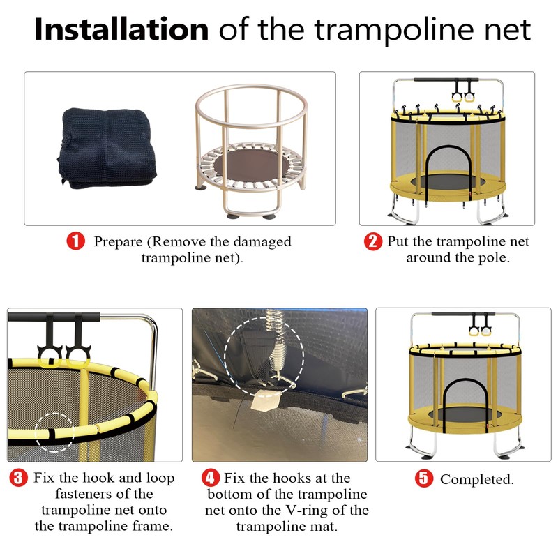 XATAMIO 55" 60" Round Trampoline Replacement Net with Zipper and