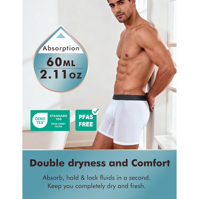 AIRCUTE Washable Absorbency Urinary Incontinence Underwear for Men Boxer Briefs