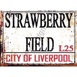 small STRAWBERRY FIELD LIVERPOOL METAL STREET SIGN RETRO VINTAGE STYLE garage shed workshop bar pub wall art office games room