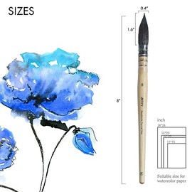 ARTIFY Pinceles profesionales de pelo de ardilla para acuarela | Juego de pinceles de pintura de punta fina y detalle tipo mopa redonda | Ideal para p