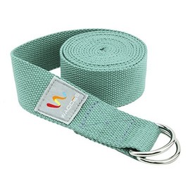 Wacces D-Ring Buckle Cotton Yoga Straps Bands - Best for Stretching - (8 ft - Turquoise)