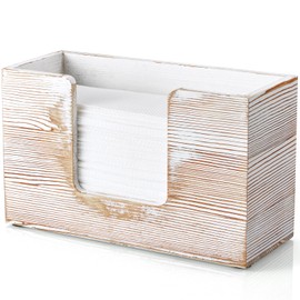 Paper Towel Dispenser Countertop, White Washed Wood Bathroom Paper Towel Holder, Napkin Holder for Kitchen, Countertop Multifold C-Fold, Z-Fold, Trifold Paper Hand Towel Dispenser for Toilet