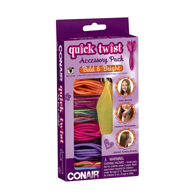 Conair Quick Twist Hair Braider Accessory Kit, Bold and Bright