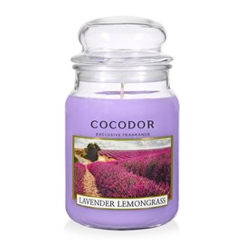 COCODOR Candle Lavender&Lemongrass Scented, Large Glass Jar 18oz Wick Candle, 110 Hours of Burn Time