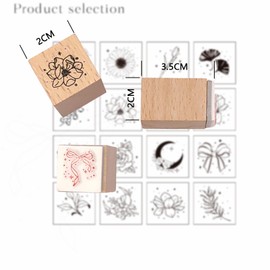 HRJZF of 24 Pcs Rubber Stamp and Craft Ink Pad Set 16 Pcs Wooden Rubber Stamps 8 Pcs Ink Pad for Craft DIY Card and Scrapbooking