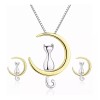 KS Collar De Plata S925 Luna Gato Colgante Regalo Para