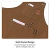 EWIZ Cotton Canvas Apron Adjustable Cross-Back straps with Three Pockets