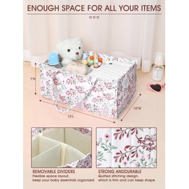 Shinylin 2 Pcs Diaper Caddy Organizer Stylish Brown Diaper Caddy Basket Floral Pastoral Daisy Nursery Storage Organizer Baby Shower Gifts for Baby Newborn Essentials