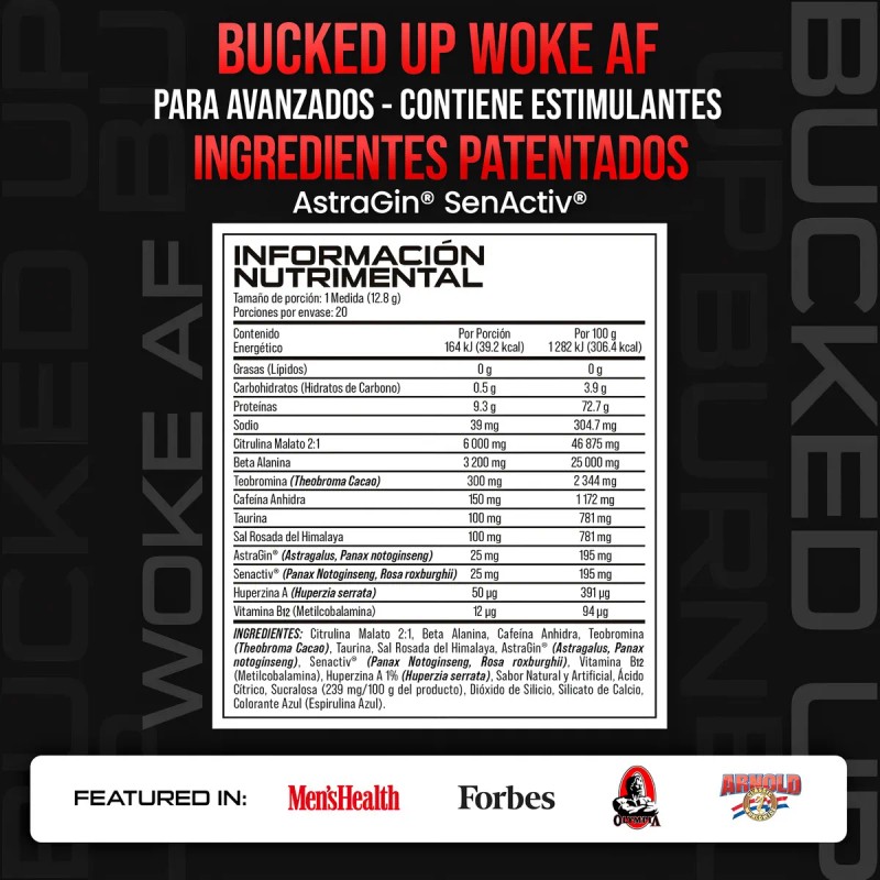 Bucked Up Woke Af Pre Workout Estimulante Citrulina Malato Beta