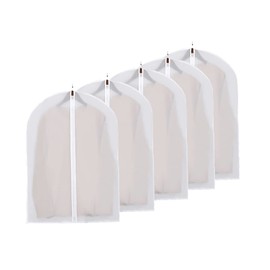 Garment Covers Dustproof Clothes Covers Moth Proof Coat Bag with Zip PEVA Translucent Dress Cover Waterproof Anti-mite Breathable Suit Protector 5pcs (60x80cm)