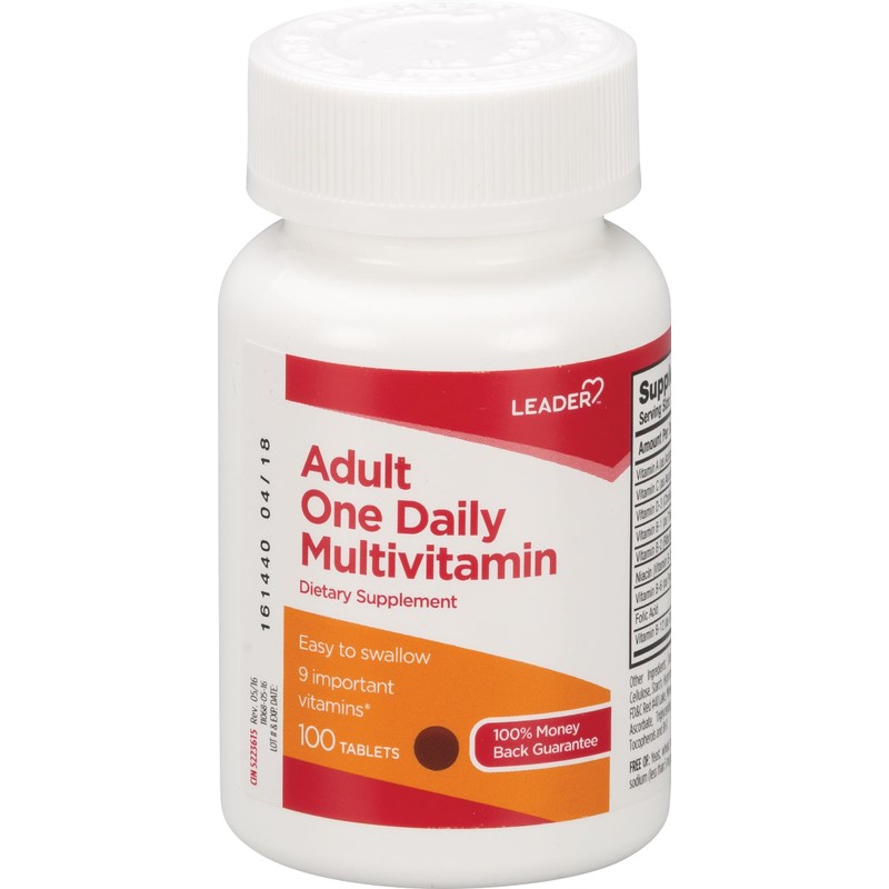 Leader One Daily Multivitamin Tablets 100 Ct. Essential Nutrients for
