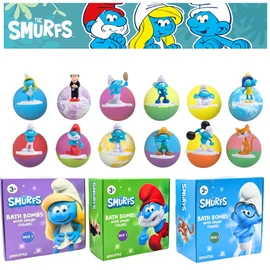 The Smurfs Bath Bombs with Action Figures-Brainy, Handy Smurf, Blossom, and Azrael (Pack 3)