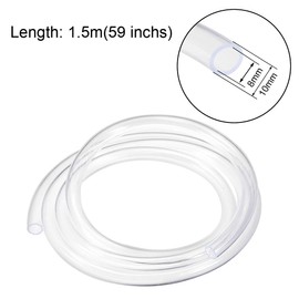 sourcing map PVC Hose Tube, 8mm(0.31") ID x 10mm(0.39") OD 1.5m/4.9ft Clear Vinyl Tubing, Plastic Flexible Water Pipe