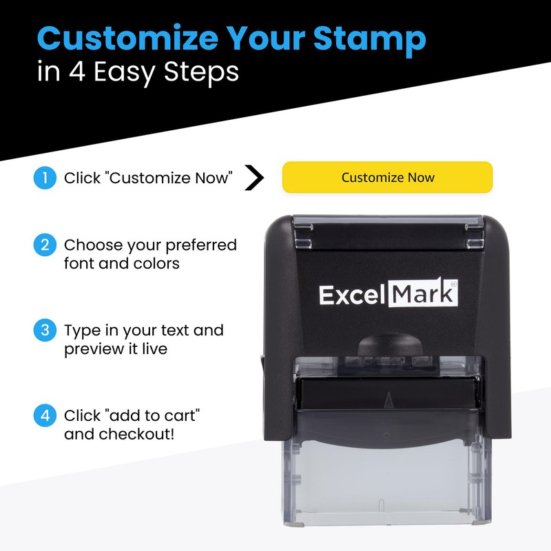 ExcelMark Custom Self-Inking Stamp - Up to 2 Lines -
