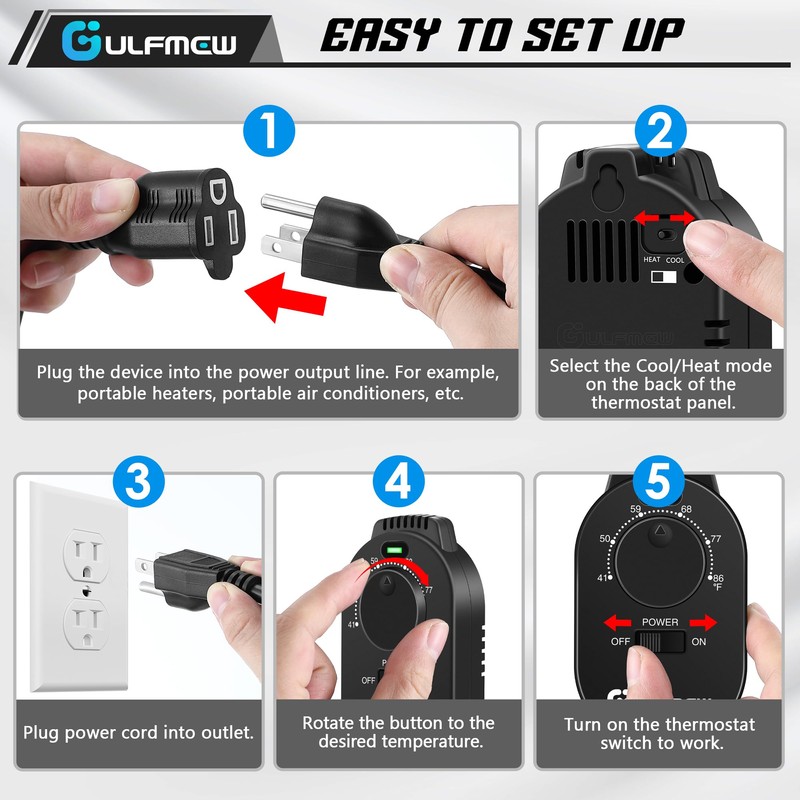 1 Pcs Thermostat Outlet for Heater, Temperature Controller Outlet with