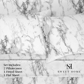 1500 Supreme Collection Extra Soft Marble Print 4-Piece Sheet Set- Luxury Bed Sheets Set with Deep Pocket Wrinkle Free Bedding, California King Size