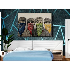 Banksy Beatles Bandanas Street Graffiti Canvas Art Wall Art Home Decor - Various Sizes (18in x 12in Gallery Wrapped)