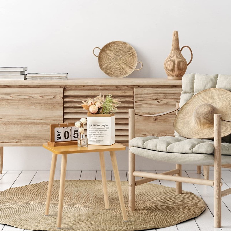 FORAOFUR Side Table, Modern Small End Table, Wood Nightstand for