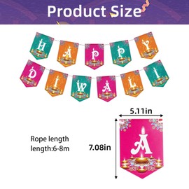 1Pcs Diwali Decorations for House,Happy Diwali Banner Hanging Decoration Festival of DiwaliLights Party Home Decor Deepavali Hanging Garland for Indian Pooja Puja Indoor Wall Ceiling Decorations