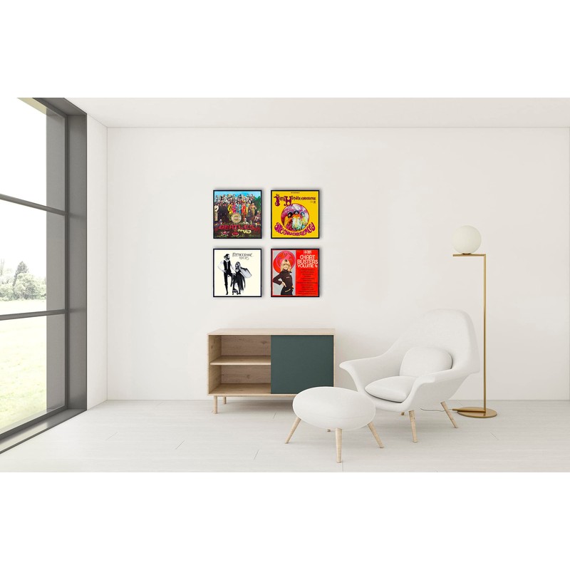 ReqiHome 4 Pack, Black Music Record Album Frame, Display 12.5"x12.5"