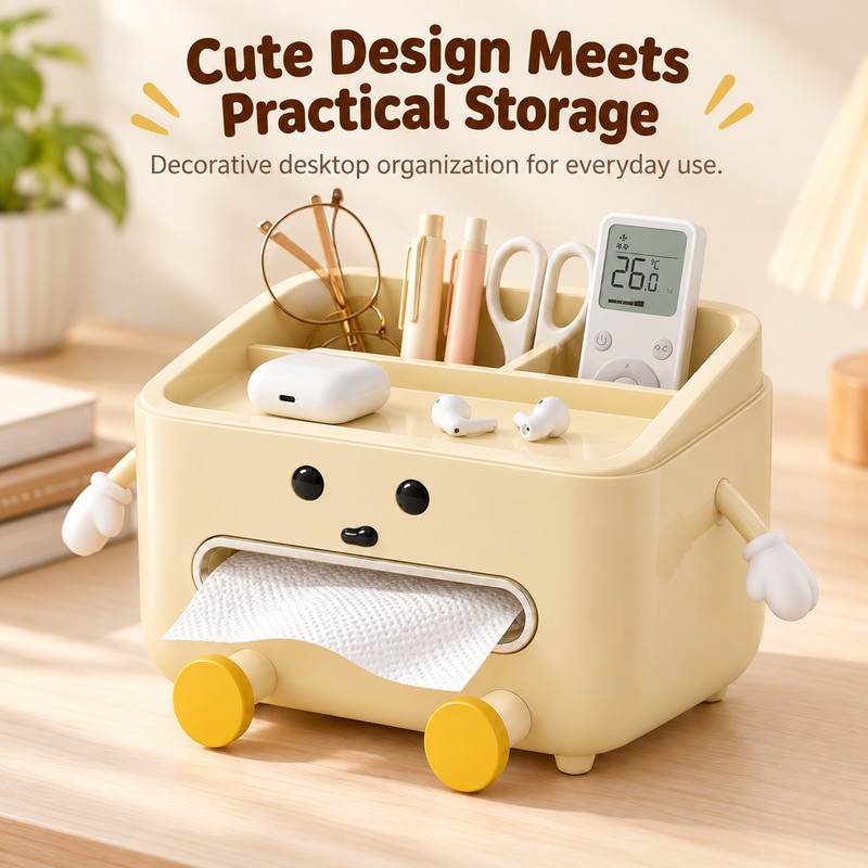 Multifunctional Desktop Organizer for Office and Home – Cute Beige