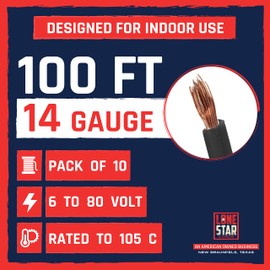 Lonestar 14 Gauge Primary Wire - 10 Roll Assorted Colors - 100 Ft of Copper Clad Aluminum Wire per Roll | Texas Based American Business