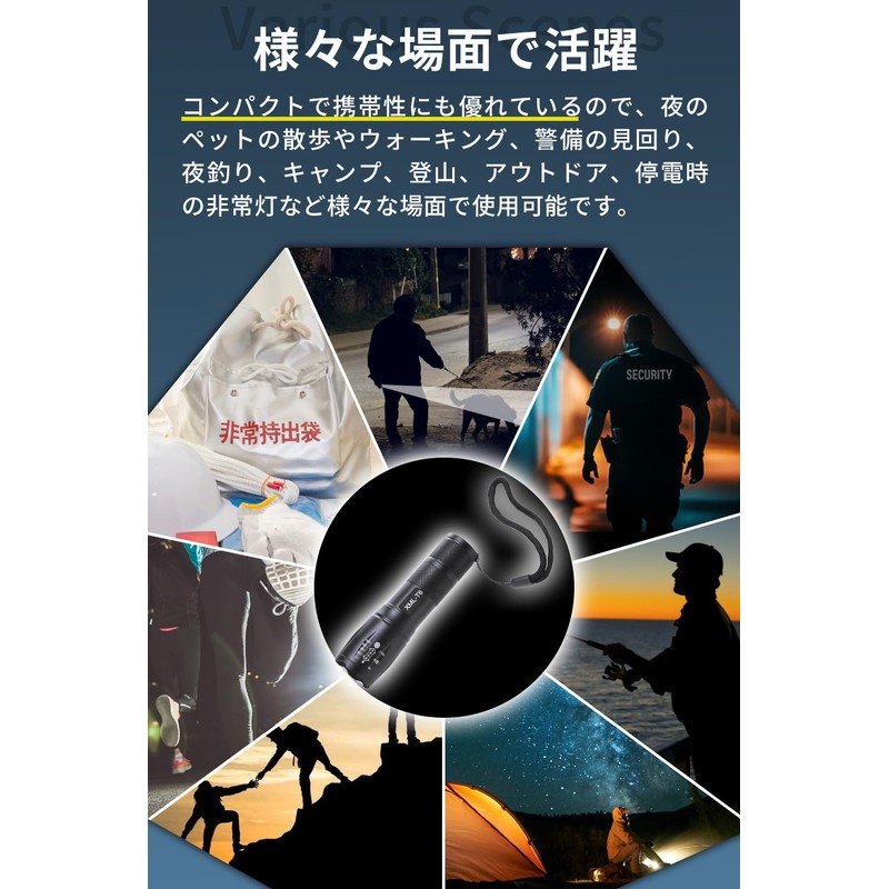 JOAMO Flashlight, LED Light, Disaster Preparedness Light, Flash Function, Small