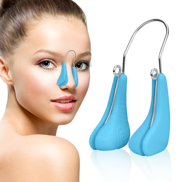 FERNIDA Nose Shaper Clip, Soft Silicone Nose Straightener Nose Shaper for Wide Noses Pain-Free Lifting Nose Reshape Slimmer (New-Blue)