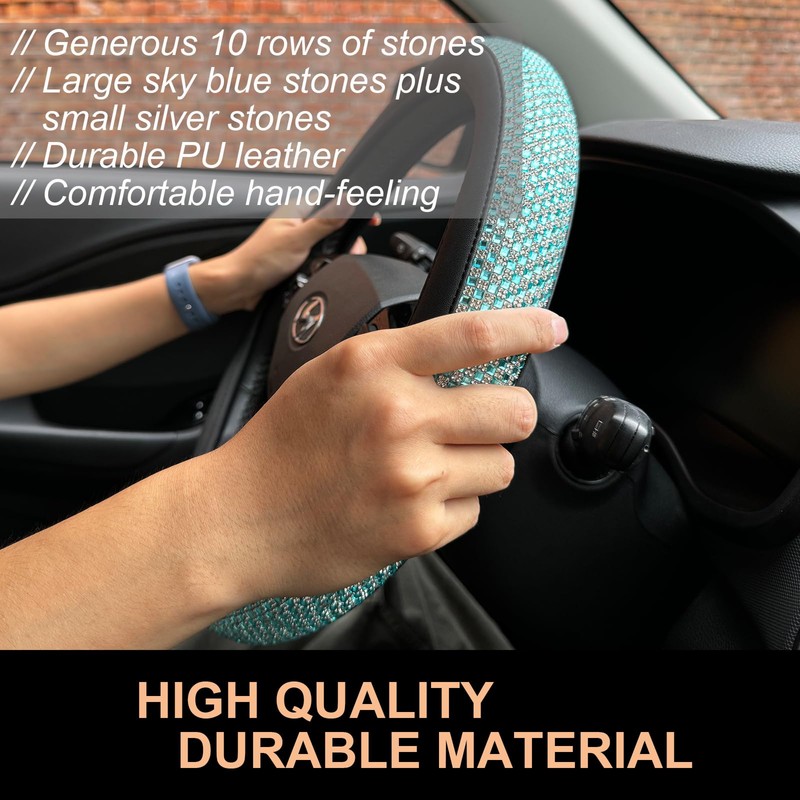 PINCTROT D Shaped Bling Comfy Steering Wheel Cover with Jumbo