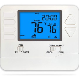 Suuwer S725 Programmable Heat Pump Thermostat for Home 2 Heat / 1 Cool, with Aux or Emergency Heat