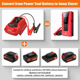 Car Jump Starters Adapter for Black&Decker 20V,Heavy Duty Automotive Booster Cables, with 11AWG Jump kit Cable for Jump Starting Car Using Tool Battery(Battery Not Included)