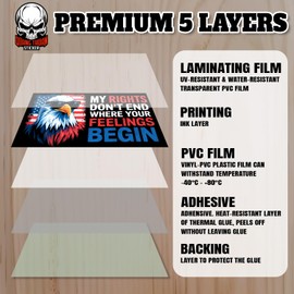 My Rights Don't End Where Your Feelings Begin | Bumper Sticker or Car Magnet | Eagle Funny Magnetic Bumper for Trucks Cars [7.5x3.75]