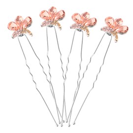 Outanaya 4pcs Wedding Bride Hairpin Rhinestone Butterfly Hairpins u Shape Hair Accessories for Girls