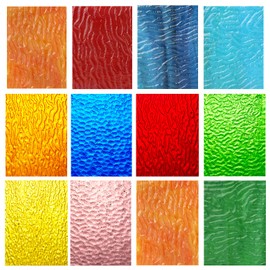 Lanyani (10 Sheets) Variety Textured Stained Glass Sheets Pack, 4 x 6 inch Large Cathedral Glass Mosaic Tiles for Crafts, Mixed Opaque&Transparent